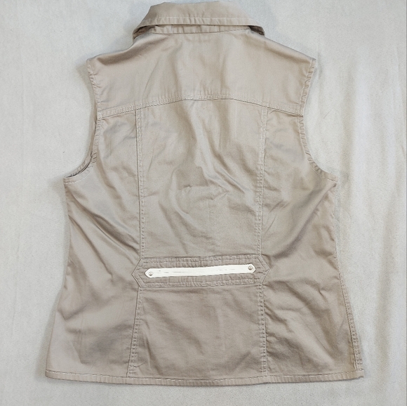 Orly Retro Boho Beige Denim Style Button Down Vest, 10 - Picture 5 of 10